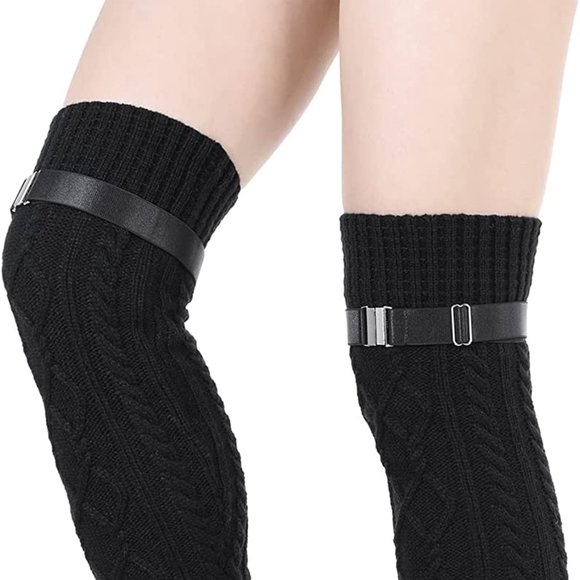 Wrapables Cable Knit Over the Knee Thigh High Winter Boot Socks Cable Knit Over the Knee Socks Boot Socks Knee Socks Black